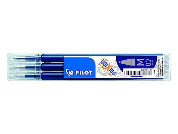 PILOT Set de 3 recharges pour roller FriXion Ball. Pointe moyenne 0,7 mm.  Encre Noir