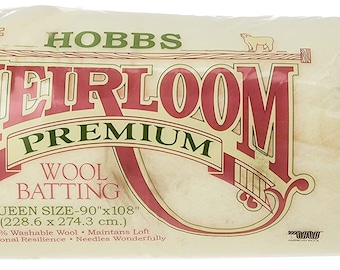 Hobbs Heirloom Washable Wool: 90 x 108in (Queen) or 120 x 120in (King), Blends, White