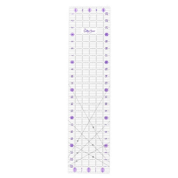 The Quilted Bear Quilting Rulers - Transparent Acrylic Non Slip Quilting, Patchwork & Sewing Ruler with Black Lines 30, 45, 60 Degree Angles
