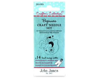 John James Crafter's Collection Beginners Craft Easy Thread Needle Set Contains 14 Needles - Sizes: 5, 5, 22