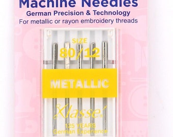 Hemline H109.80 | Metalfil Machine Needles | 5x 80/12 Metallic/Embroidery Thread