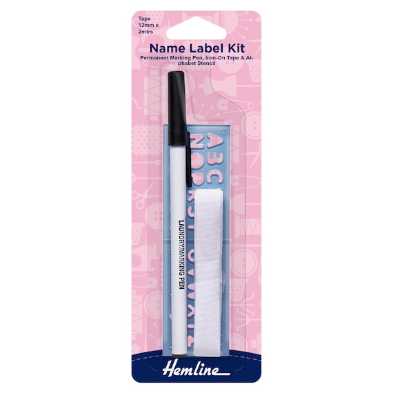 Hemline Iron On Name Label Kit with Pen & Stencil Hemline Iron On Name Label Kit with Pen & Stencil