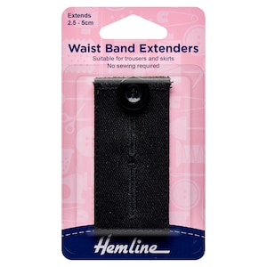 Hemline Waistband Extender Button, Available in Colours Black, Navy or Light Grey