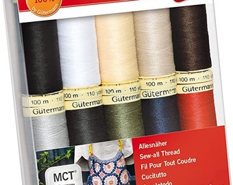 Gutermann Thread Basic, Pastels or Bright Colours all purpose sewing thread, 100m