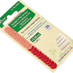 Carte d'épingles capitules trèfle, Têtes plates pratiques pour coudre à la machine, Rouge