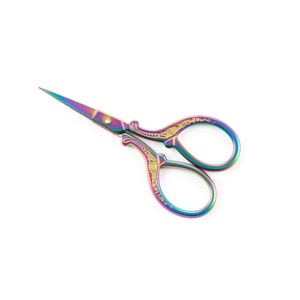 The Quilted Bear Rainbow Embroidery Scissors - Precision 3.5" Rainbow Stainless Steel Embroidery/Nail Scissors with Sharp Blades for Sewing