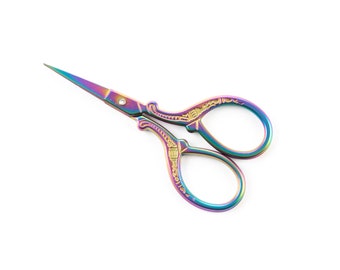 The Quilted Bear Rainbow Embroidery Scissors - Precision 3.5" Rainbow Stainless Steel Embroidery/Nail Scissors with Sharp Blades for Sewing
