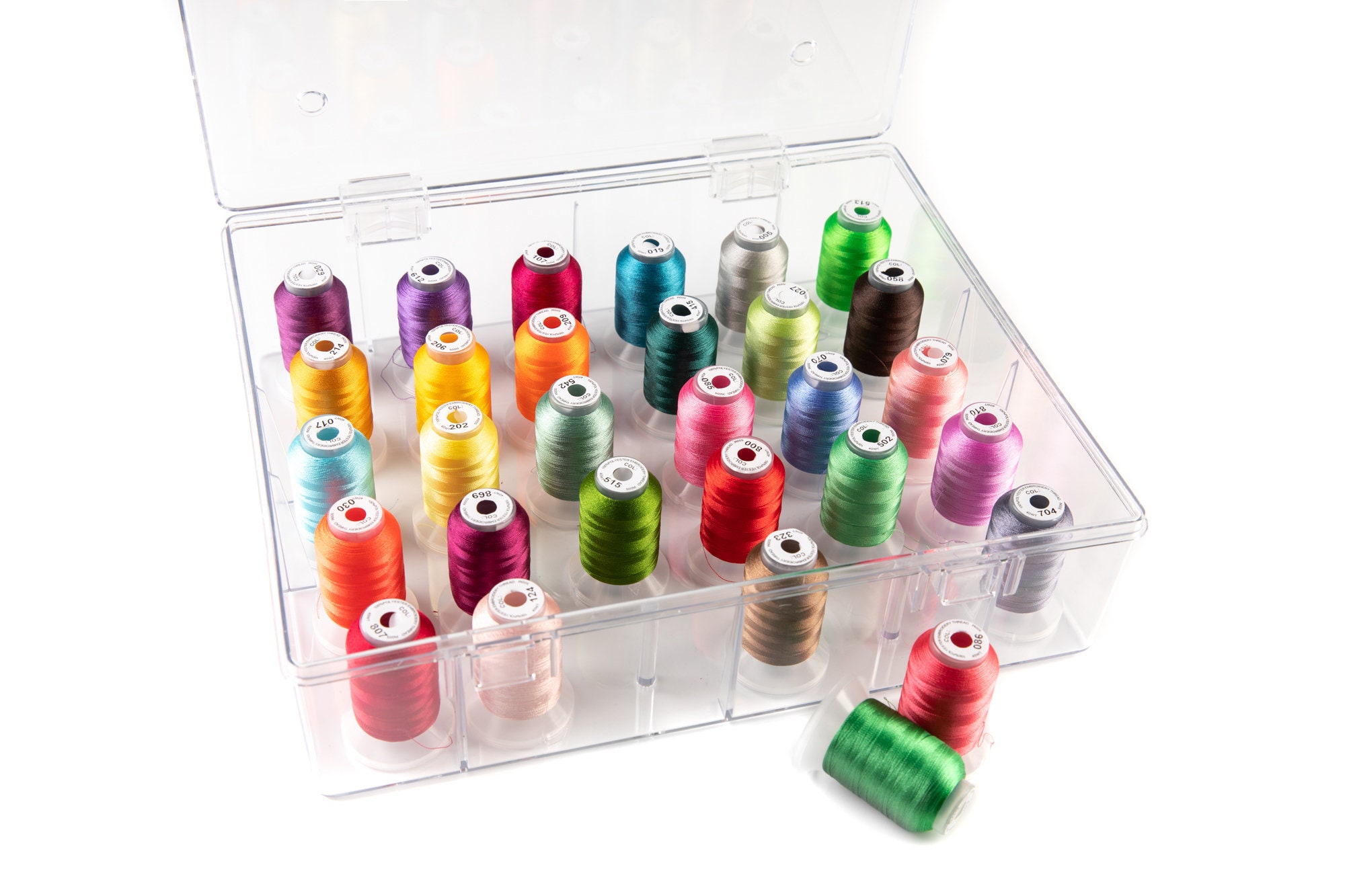 The Quilted Bear 30 Spool Thread Box - Stackable Strong Acrylic Plastic ...
