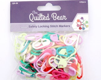 Marcadores de punto de bloqueo de The Quilted Bear - Marcadores de punto de punto de bloqueo de seguridad premium y para ganchillo con dos cantidades de paquetes disponibles.