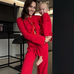 Mom and Daughter Pajama Set Family Look | Matching Cotton Loungewear for Women and Kids
