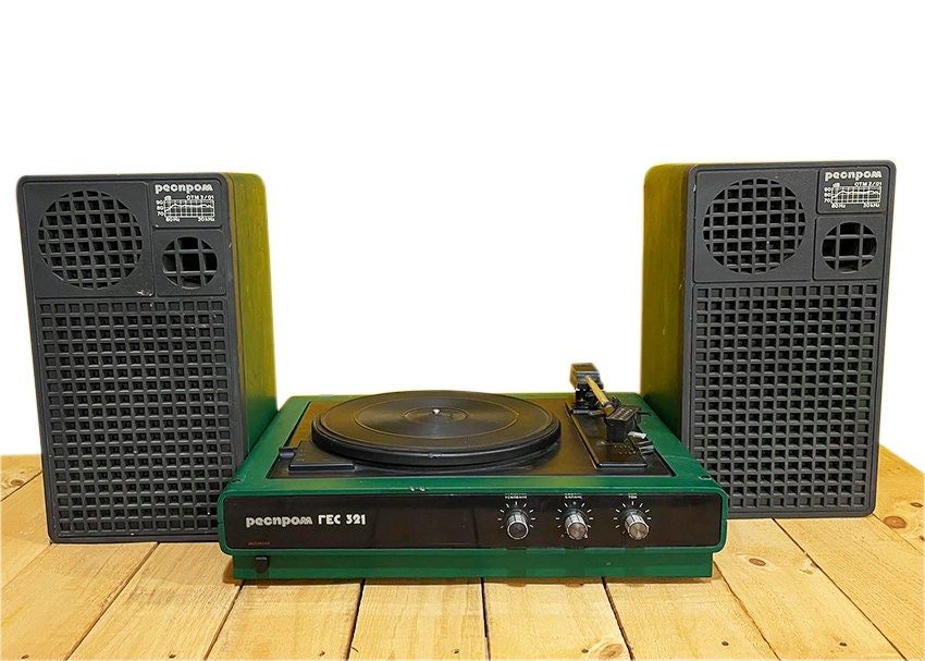 Vintage turntable with speakers Vintage Russian turntable Etsy