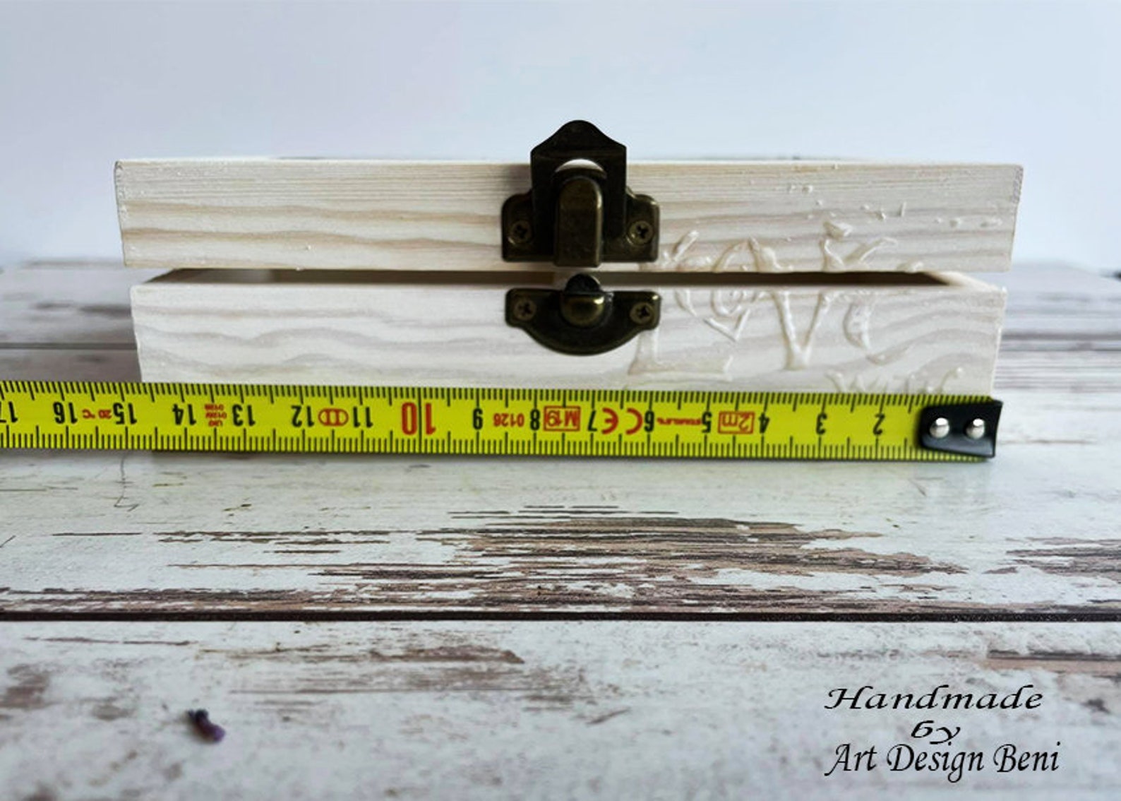 Caja de té de madera rústica blanca marco de flores prensadas | Etsy