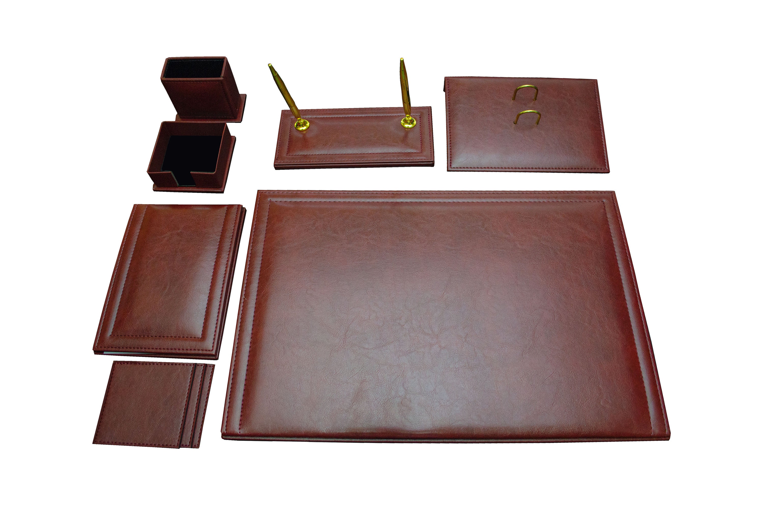 Classic Luxury Desk Set 11 Pieces Brown Office Desk Organizer