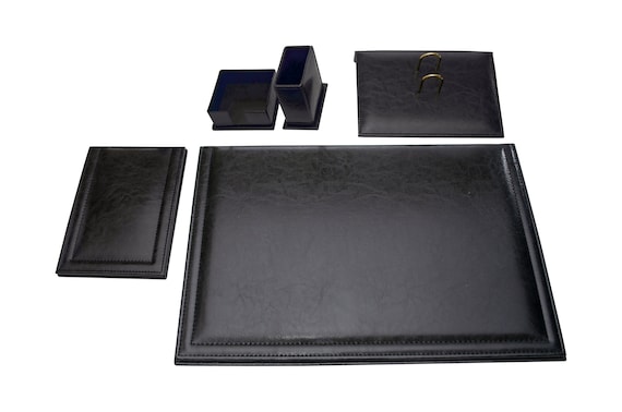 Classic Luxury Desk Set 5 Pieces Black Office Desk Organizer Leather Desk  Accessories Leather Leather Desk Mat Leather Desk Pad 