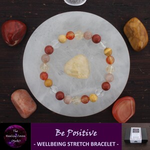 Be Positive - Wohlbefinden Stretch Armband: Natürliche ungefärbte Edelstein Perlen - Kostenlose Geschenkbox + Geschenknachricht Option!