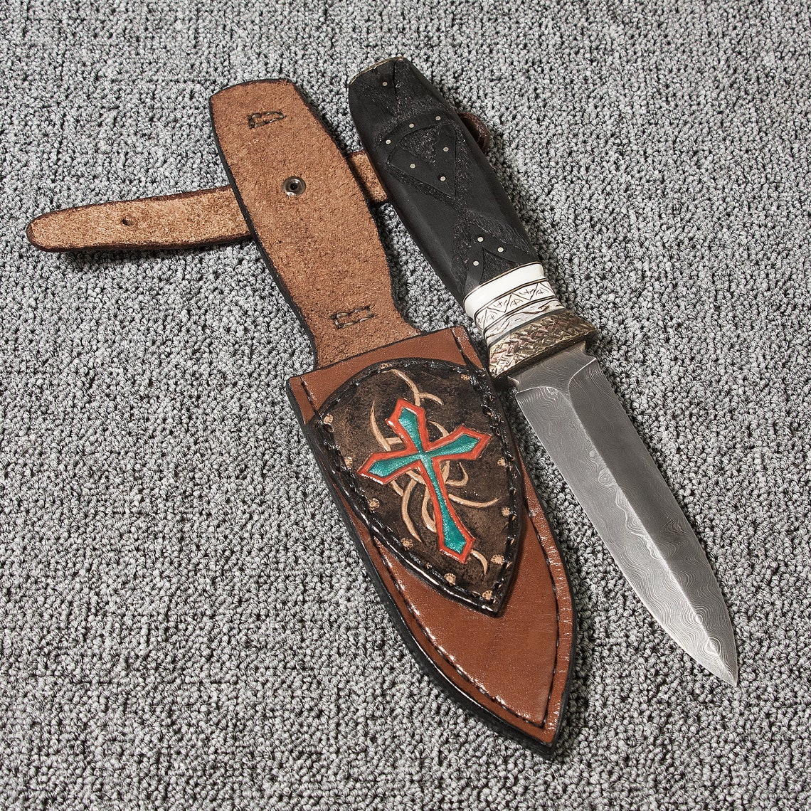 Leather sheath Embossed Leather Sheath Hunting knife sheath Etsy