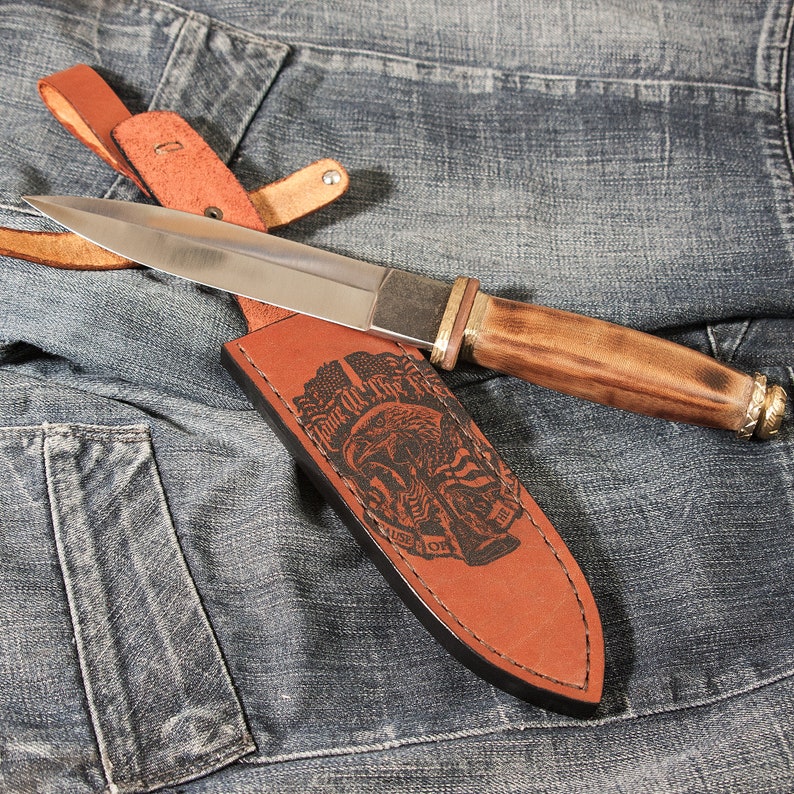 Leather Sheath Embossed Leather Sheath Hunting Knife Sheath Etsy