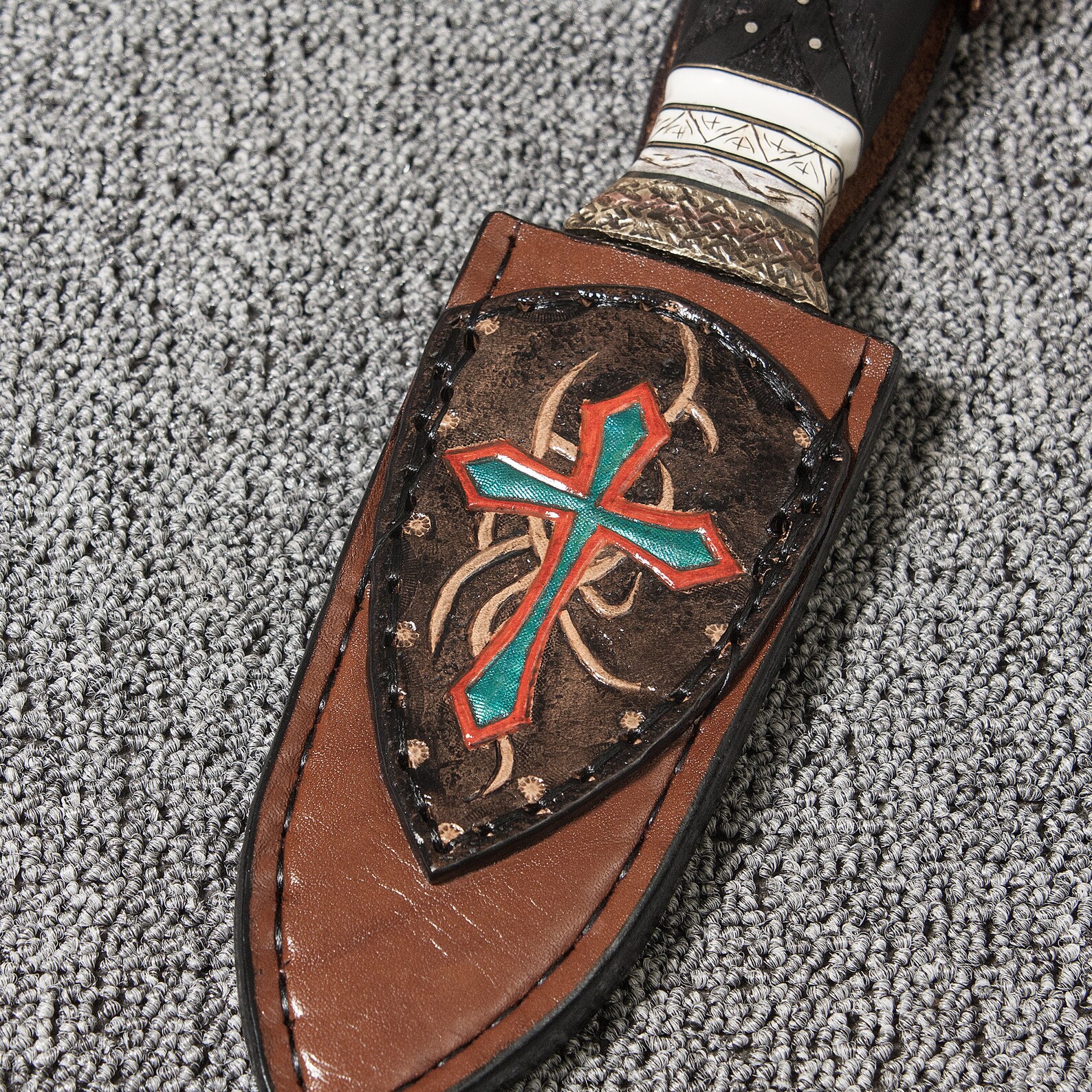 Leather sheath Embossed Leather Sheath Hunting knife sheath Etsy