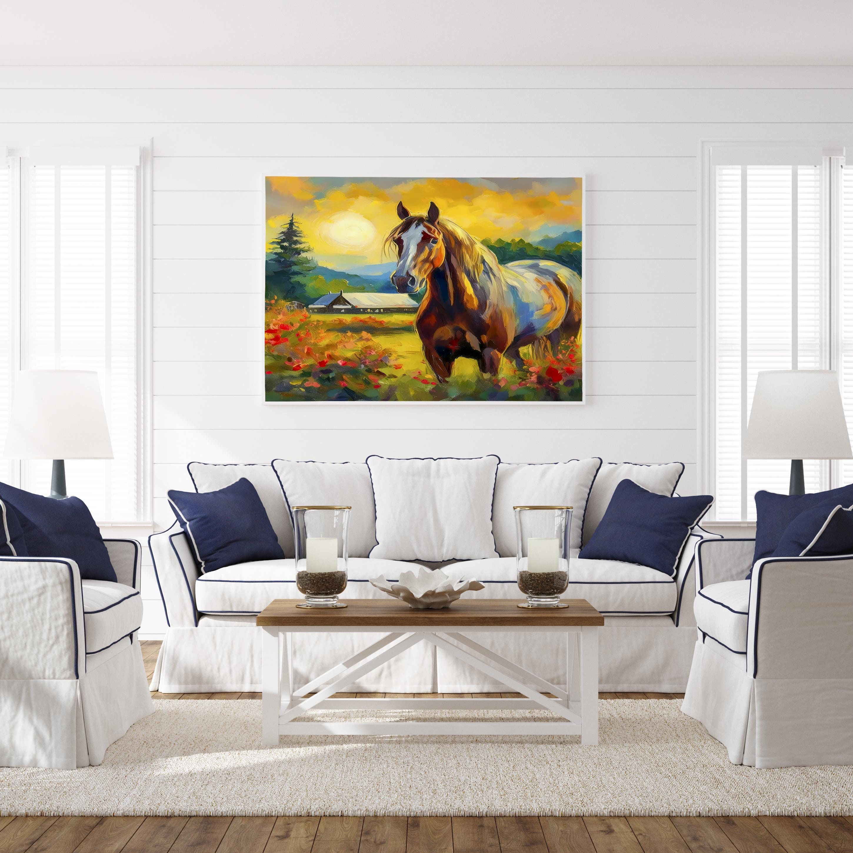 Digital Horse Painting, Acrylic Horse Painting Download, Equestrian Art ...