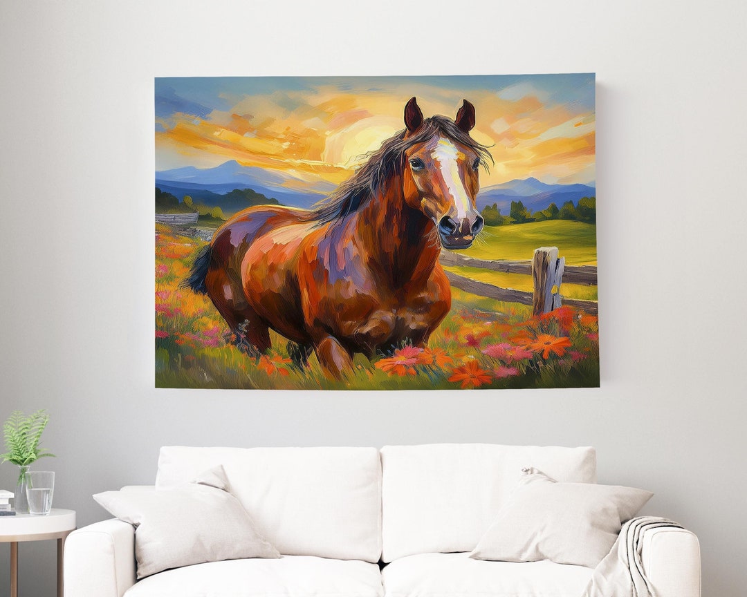 Digital Horse Painting, Acrylic Horse Painting Download, Equestrian Art ...