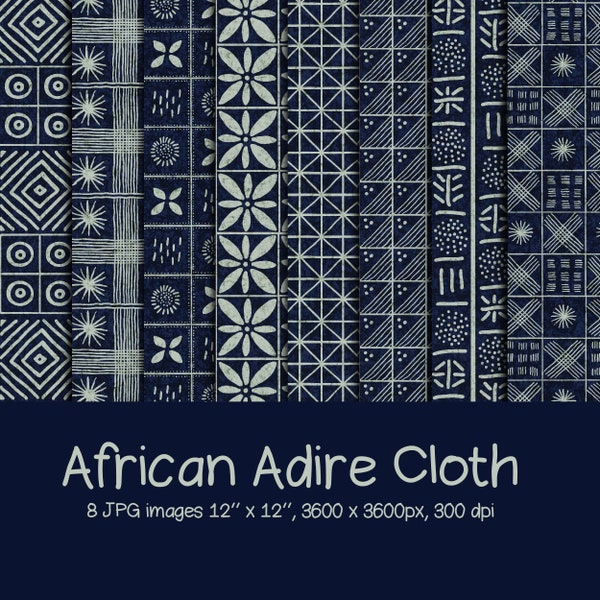 African Adire (Indigo Tie Dye) Cloth - Digital Paper - JPG format - Printable African Patterns - African Batik Digital Patterns - Download