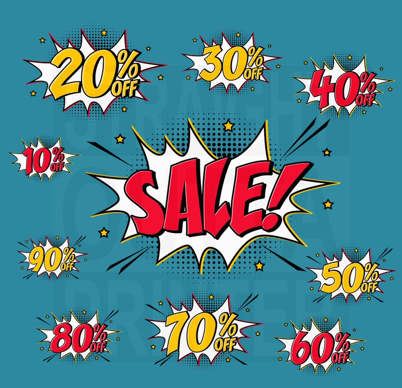 Sale Clip Art Pop Art Comic Tags Png Images Instant Download Etsy