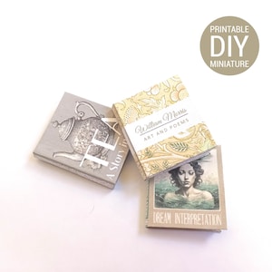 Tee, Träume und William Morris – dekorative Miniatur-Couchtischbücher, lesbar und ausdruckbar, DIY-Set – 3er-Set – Puppenhaus-Miniaturen