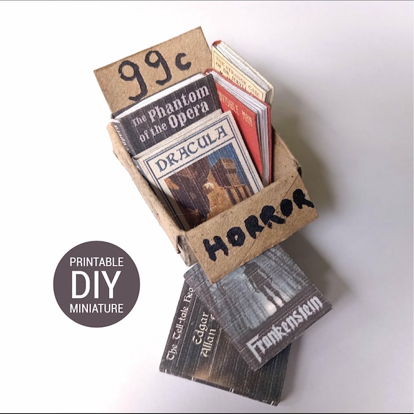 Miniatuurhorrorboeken: afdrukbare doe-het-zelfpoppenhuisset (pdf) - Halloween-printables