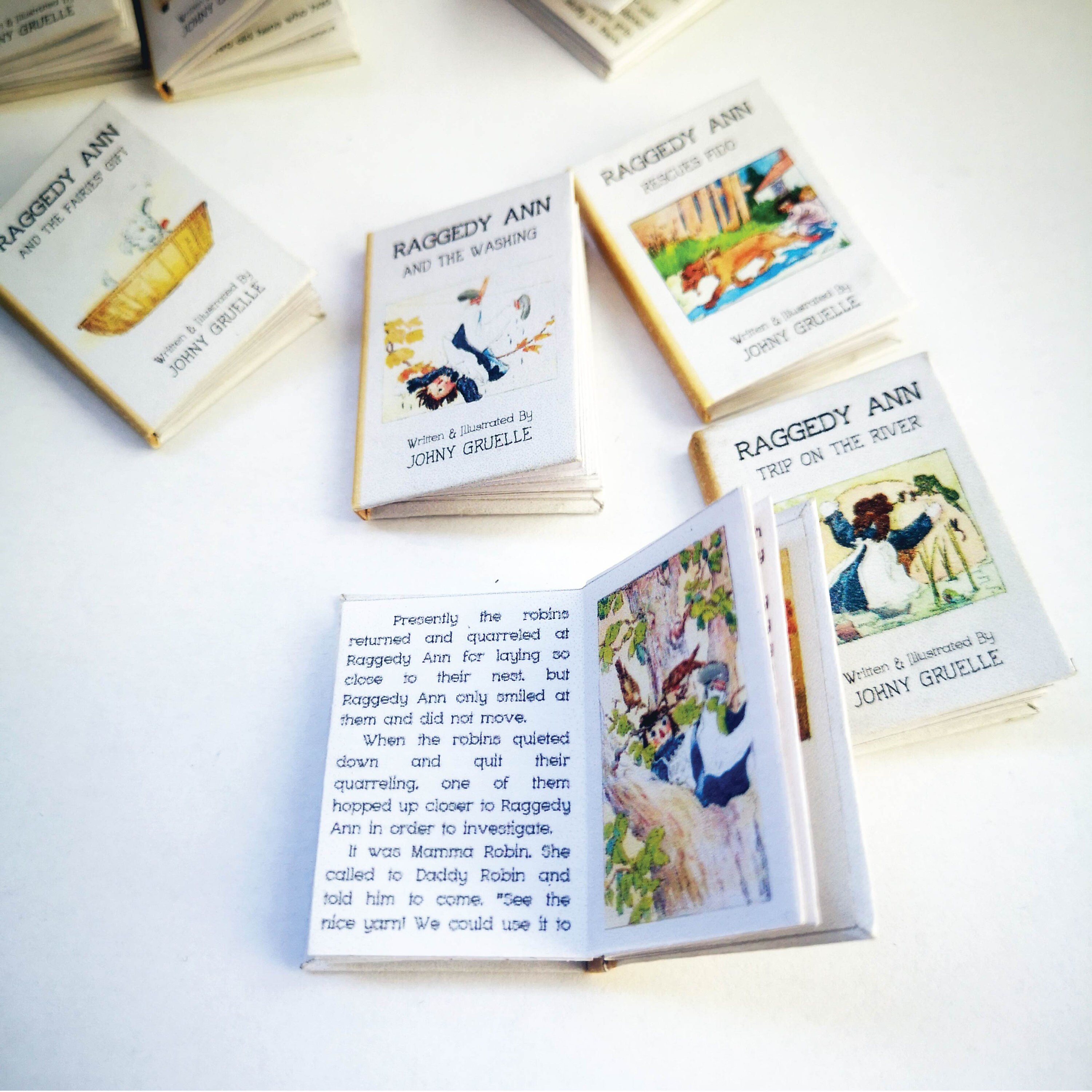 Miniature Books Readable Printable DIY Kit Set of 12 Illustrated Raggedy  Ann Mini Books Dollhouse Miniatures 