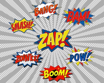 Boom Bam Bang Pow Zoinks Zap Smash Superhero Comics Clipart - Etsy