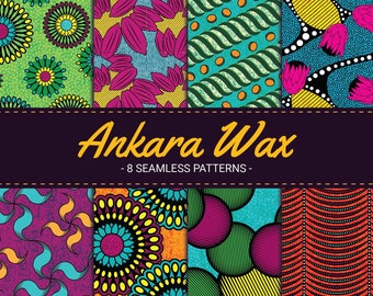 Ankara Wax Digital Paper: 8 African Seamless Patterns (Digital Download)