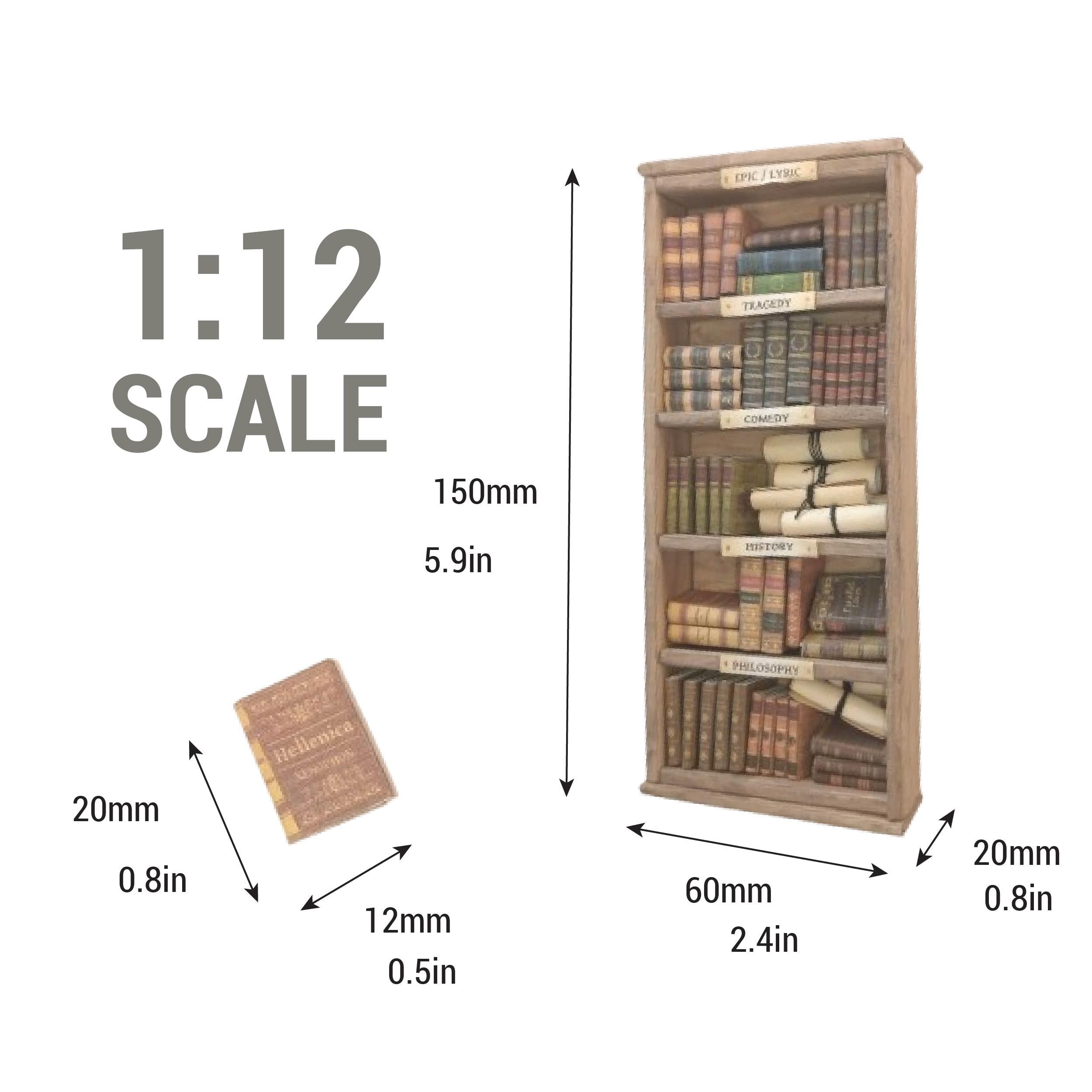 Mini Bookshelf - Miniature Library Kit - 48 Readable Books