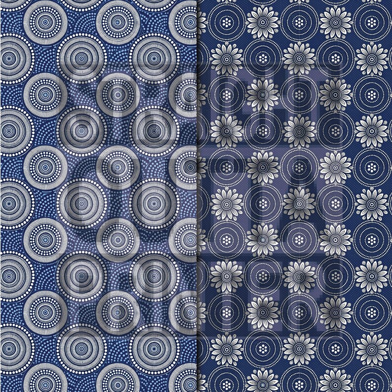 Shweshwe Seamless Patterns – 10 African Indigo Textile Patterns, Tribal ...
