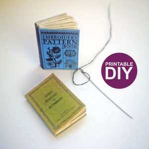 Livres miniatures lisibles kit de bricolage imprimable - Broderie - Mini livres de broderie illustrés - miniatures de maison de poupée