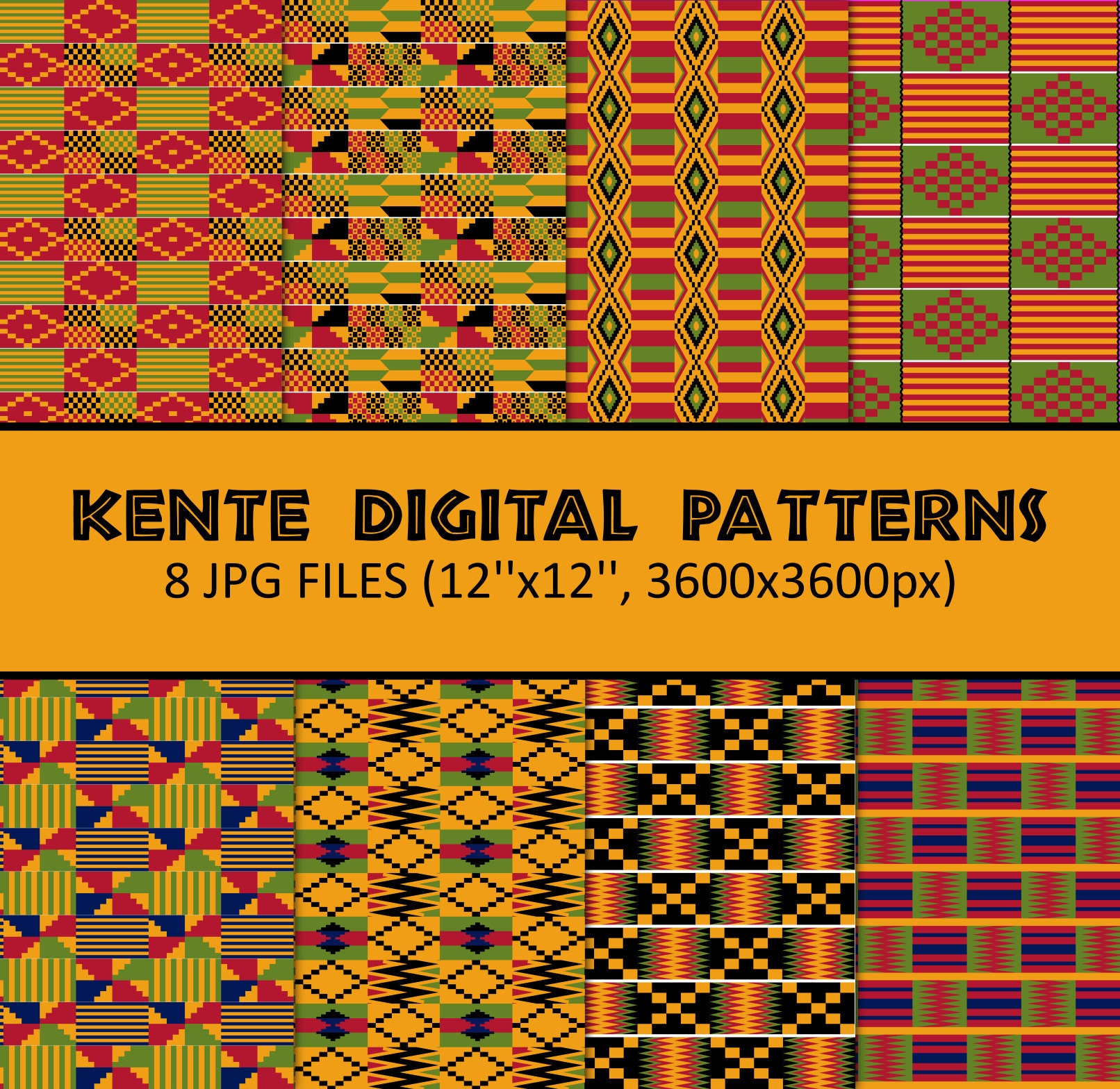 Kente Cloth Patterns Digital Paper JPG Format printable 