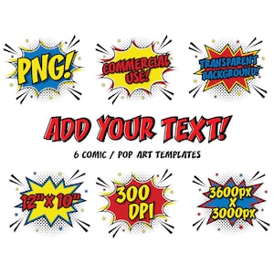 Blank Comics Pop Art Text Templates Superhero  Clipart PNG Transparent Background Commercial Licence