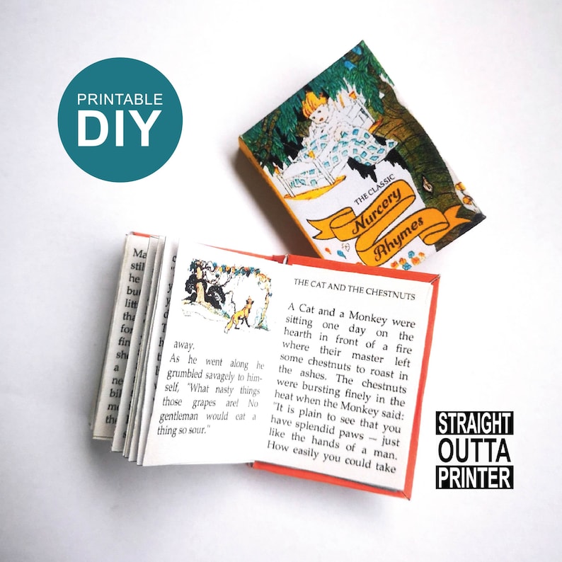 Miniature Books Readable Printable DIY Kit Set of Two Illustrated ...