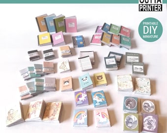 50 Miniature Dollhouse Notebooks Printable DIY, Printable Dollhouse Miniature Notebooks, Dollhouse back to school, Digital Download