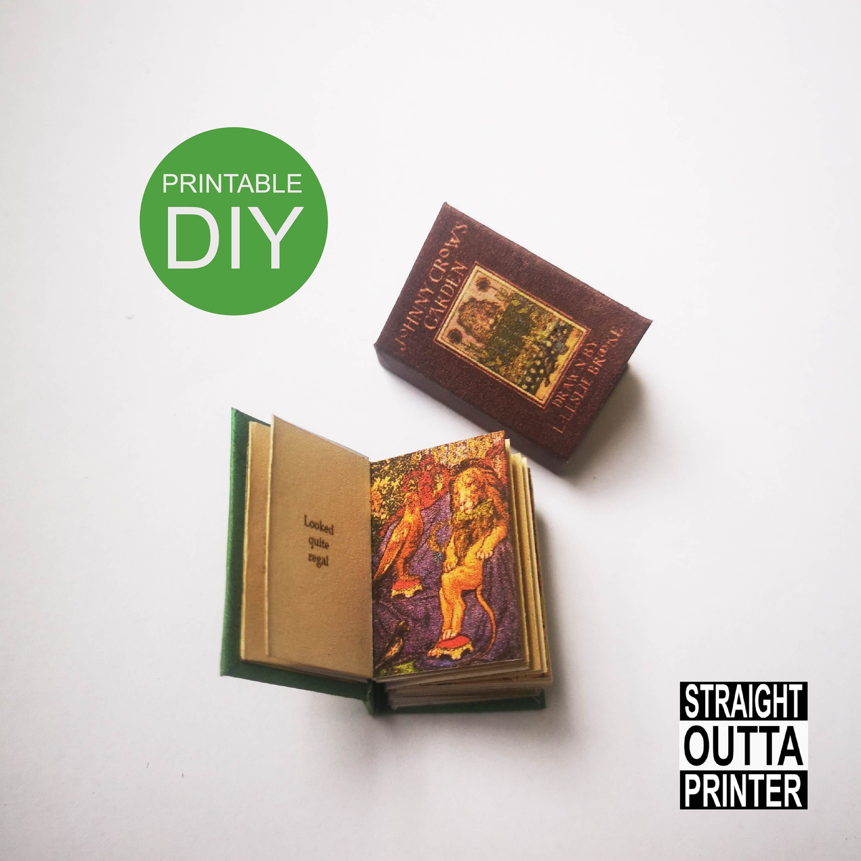 Miniature Books Readable Printable DIY Kit Set of Two Illustrated Johny ...