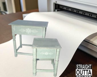 Miniatur Printable DIY Tisch und Stuhl | Puppenhaus Möbel PDF | 1:12 Papierbau Bausatz | Puppenhaus druckbare digitale Download