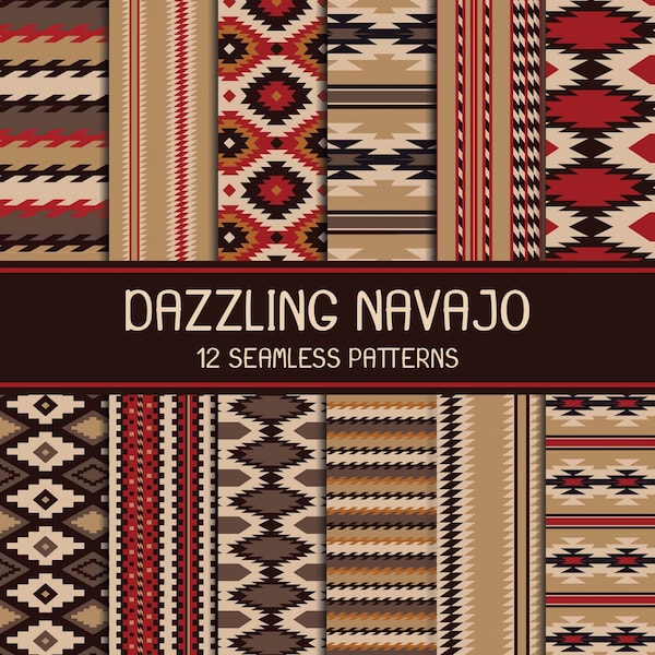 Papier numérique Navajo - Motifs sans couture du sud-ouest - Motifs sans couture amérindiens - Papier numérique du sud-ouest - Fond tribal