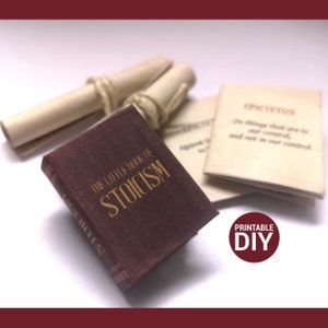 Miniature book readable printable DIY kit - Philosophy set - The little book of Stoicism, Epictetus Essays, Seneca&#39;s Letters from a Stoic