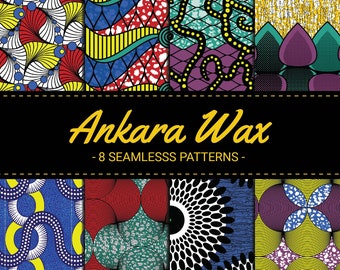 Ankara Wax Seamless Patterns: African Digital Paper (8 JPG files)