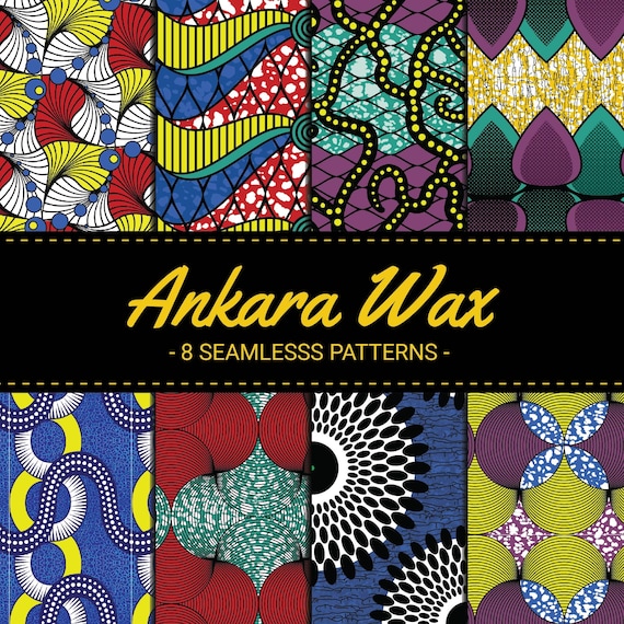 Ankara Wax Seamless Patterns: African Digital Paper (8 JPG files)