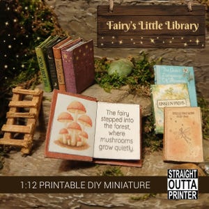 1:12 Scale Fairy's Little Library Book | Readable Miniature Fairy Books | Magical Dollhouse Mini Book Printable