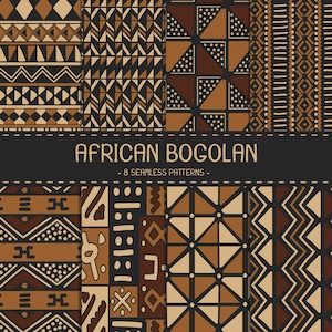 African Bogolan Digital Paper - Bogolan Seamless Patterns - Download digitale - Afro Tribal Mud Cloth Patterns - 8 JPG s