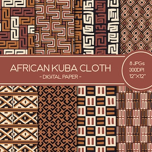 Modelli di stoffa Kuba - Carta digitale - Formato JPG - Modello etnico africano stampabile - Sfondo tribale