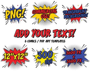 Blank Comics Pop Art Text Templates Superhero  Clipart PNG Transparent Background Commercial Licence