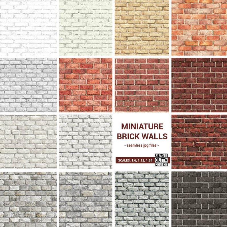 Miniature Dollhouse Brick Walls, Seamless Brick and Stone Walls ...