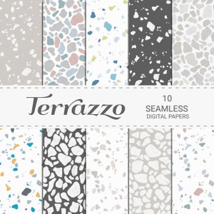 Terrazzo Seamless Digital Paper - Pastel Terrazzo Printable - Set of 10 JPG Seamless Terrazzo Backgrounds - Instant Download
